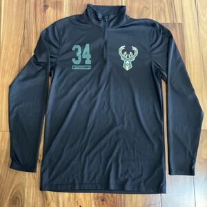 Milwaukee Bucks NBA 1/4 Zip Pullover Shirt Mens SMALL Giannis Antetokounmpo #34